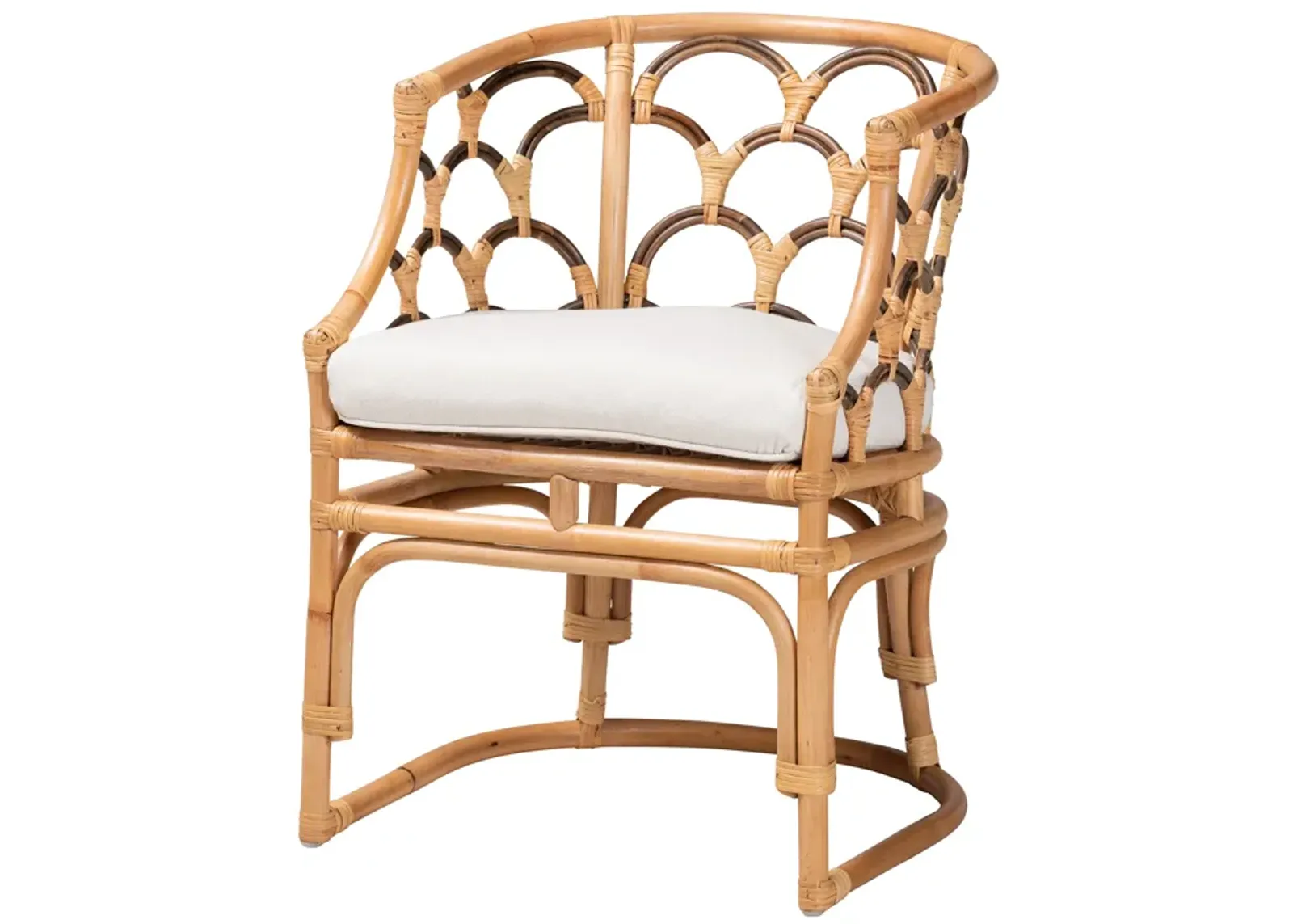 Bali & Pari Aster Modern Bohemian Natural Brown Rattan Armchair