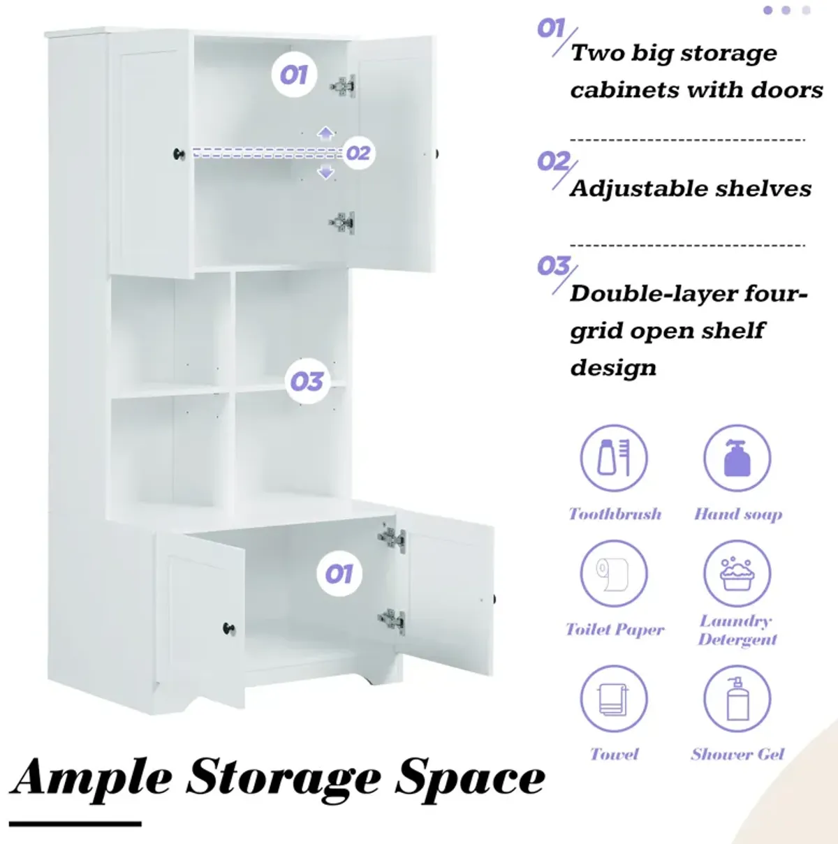 Merax Freestanding Bathroom Floor Storage Cabinet