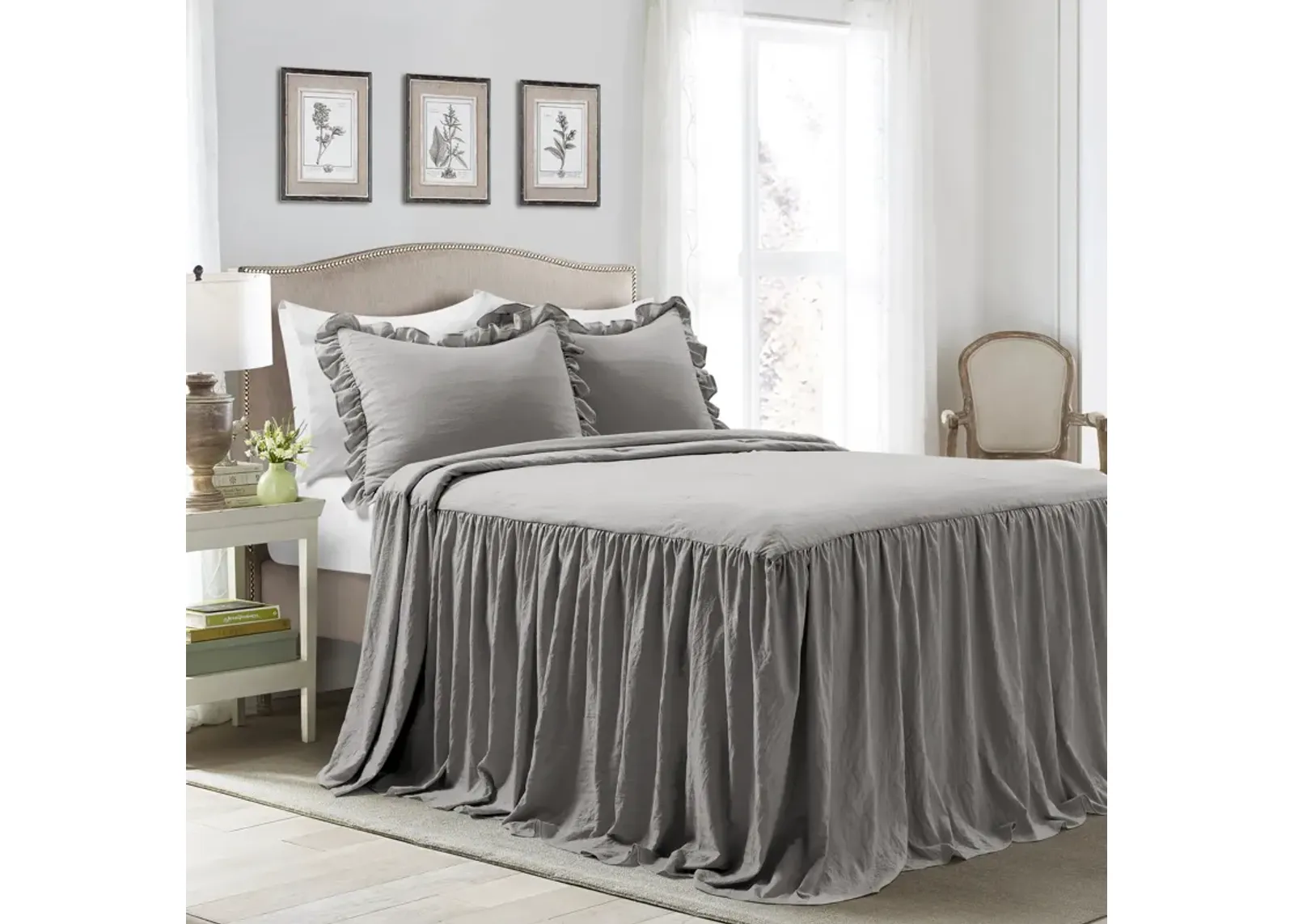 Ruffle Skirt Bedspread 3Pc Set