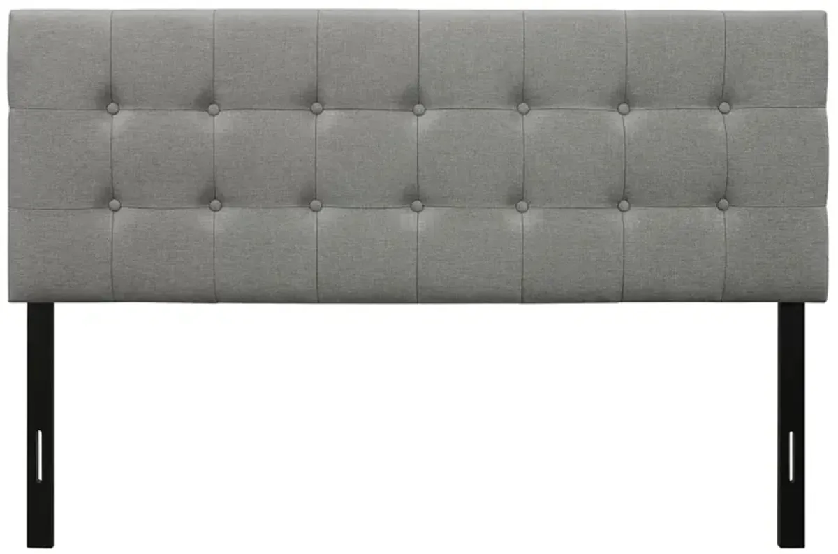 Hivvago Queen Modern Classic Style Button-Tufted Headboard in Grey Upholstered Fabric