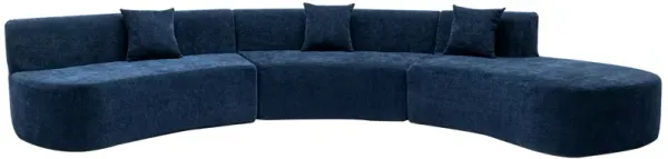 Merax Chenille Curved Sofa with Three Throw Pillows