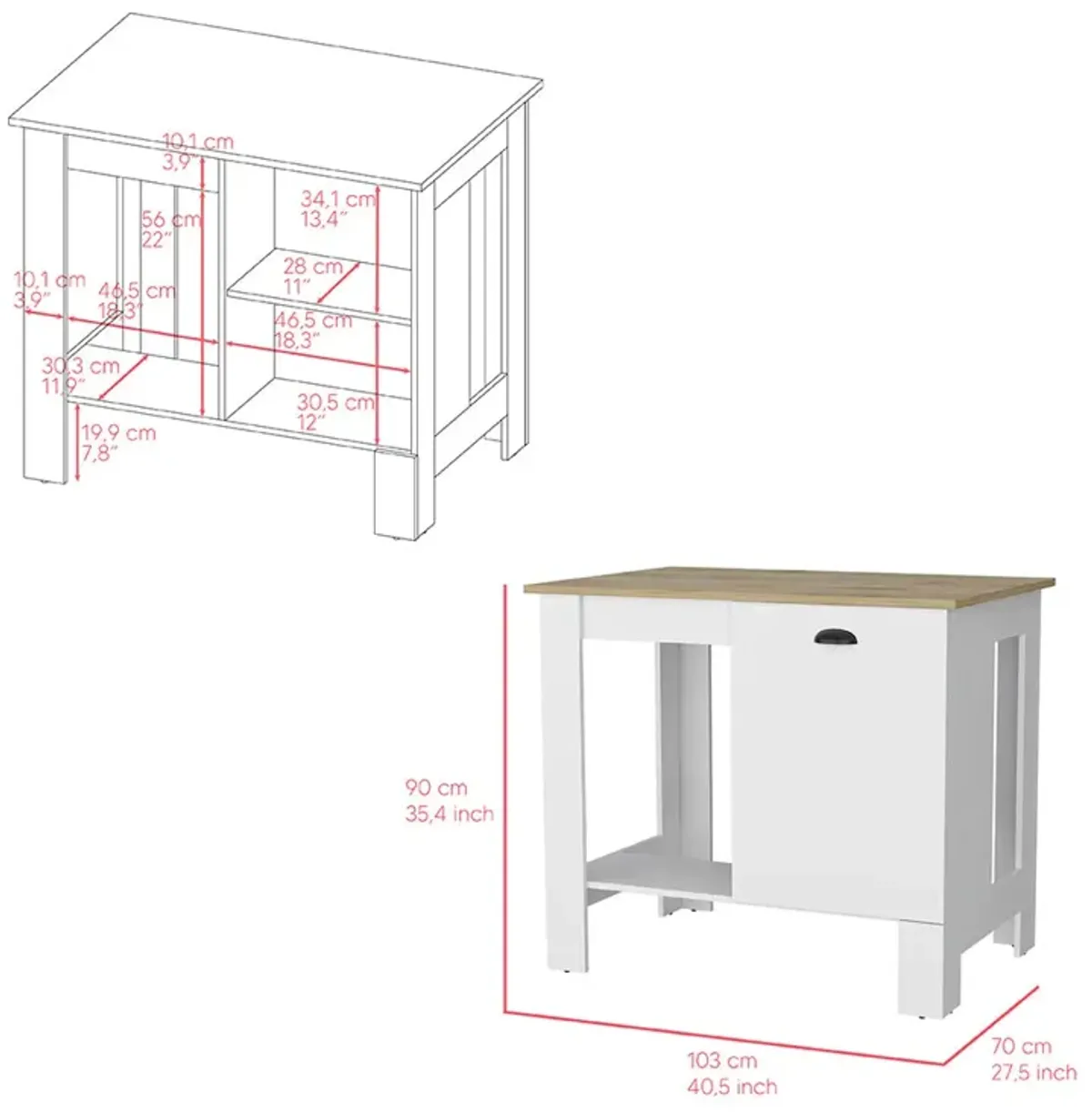 Kitchen Island Shoproni, Kitchen, White