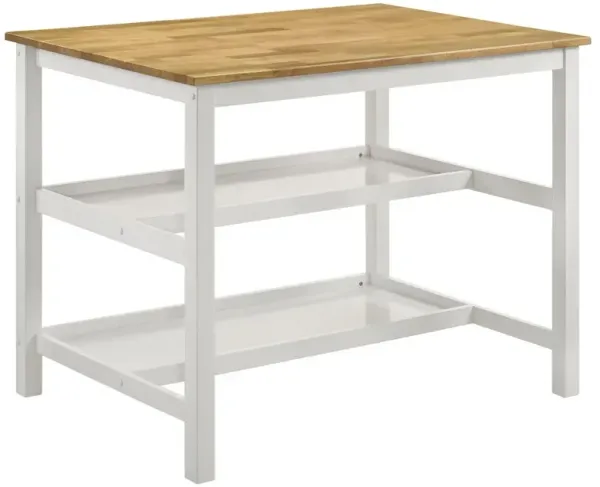 Edgeworth Kitchen Island Counter Table Brown and White