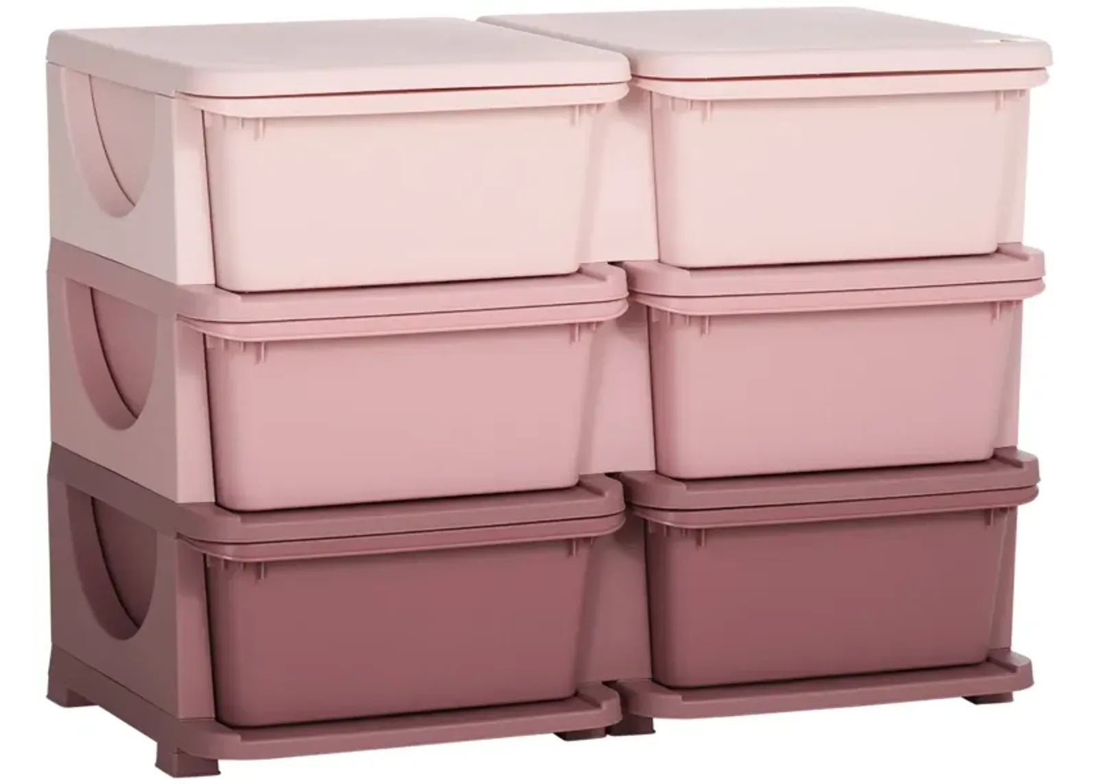 Pink Kids' Organizer: 3-Tier Storage Unit with 6 Plastic Drawers