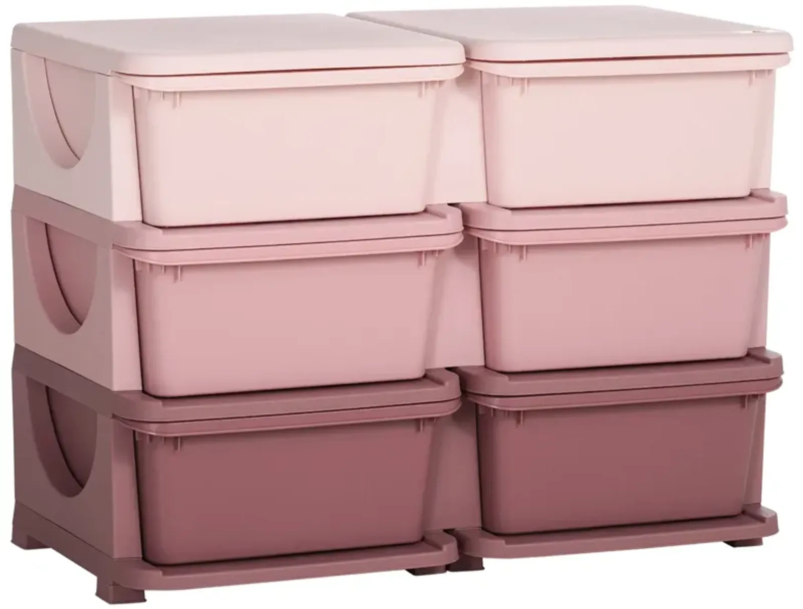 Pink Kids' Organizer: 3-Tier Storage Unit with 6 Plastic Drawers