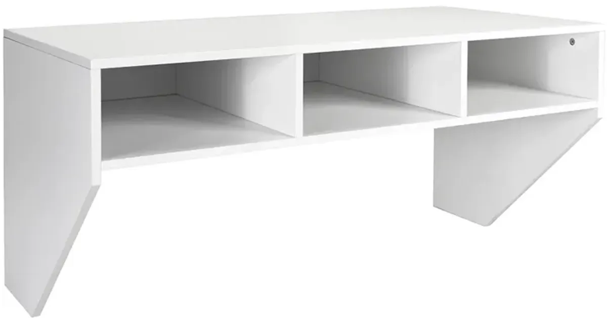 Wall Mounted Floating Computer Table Desk Home Office Storage Shelf White