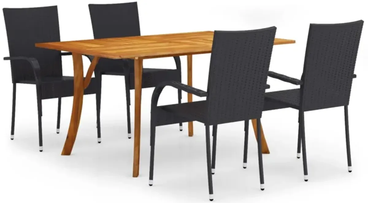 vidaXL 5 Piece Garden Dining Set Black