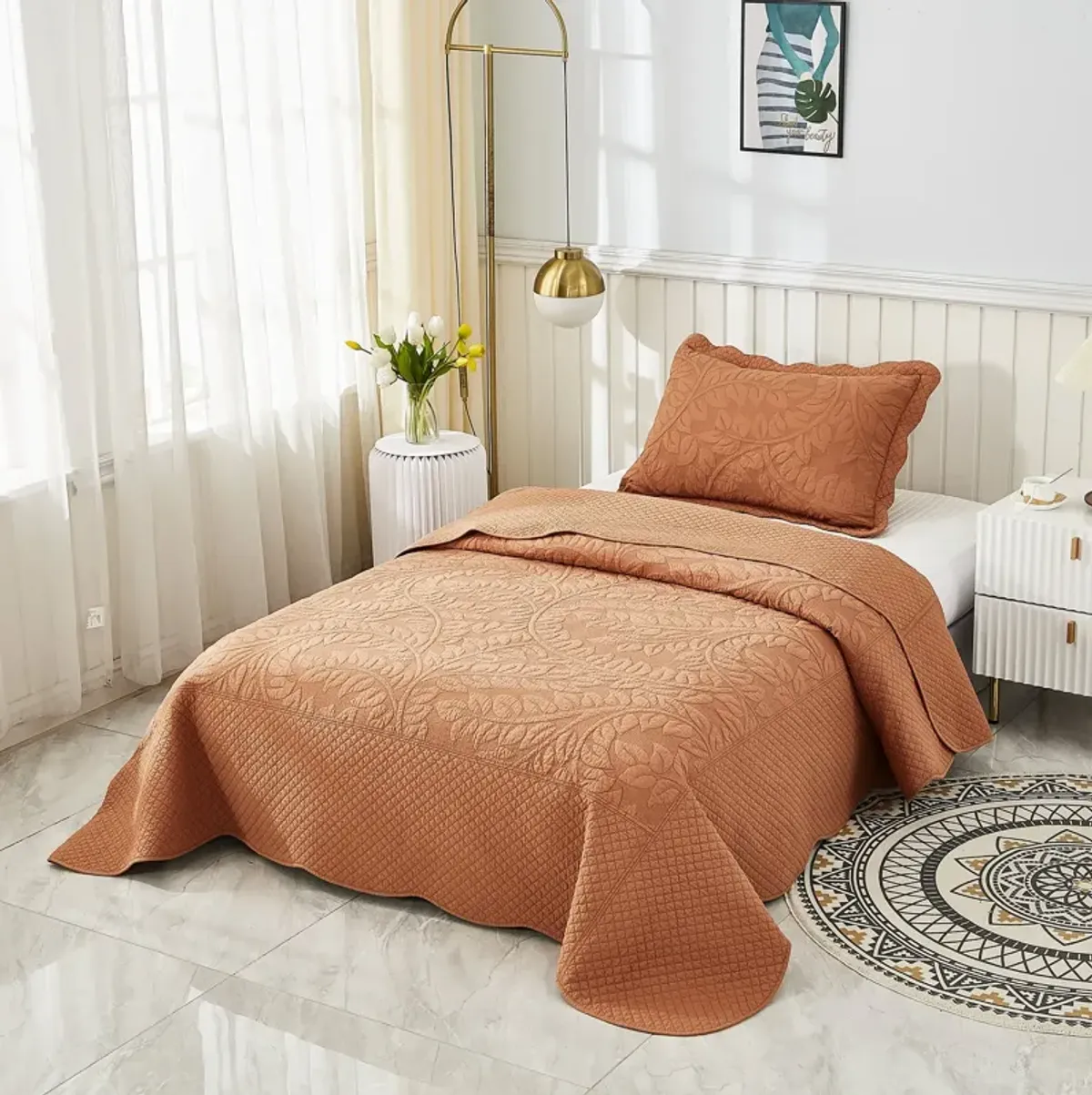 MarCielo 100% Cotton Oversized Bedspread Quilt Set T