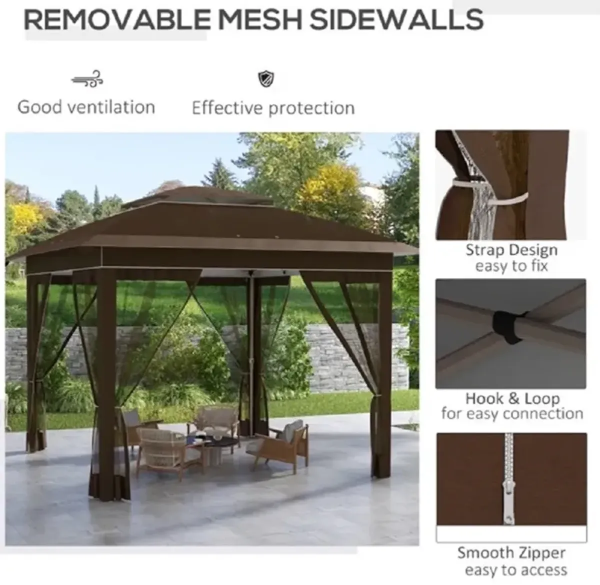 Commercial Pop-Up Event Tent with Mesh Netting Bug-Free Outdoor Shade Canopy