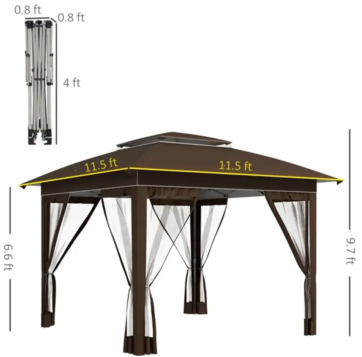 Commercial Pop-Up Event Tent with Mesh Netting Bug-Free Outdoor Shade Canopy