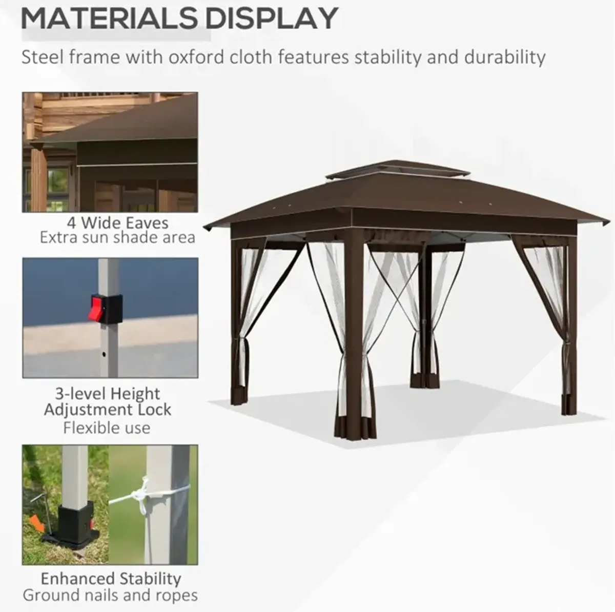Commercial Pop-Up Event Tent with Mesh Netting Bug-Free Outdoor Shade Canopy
