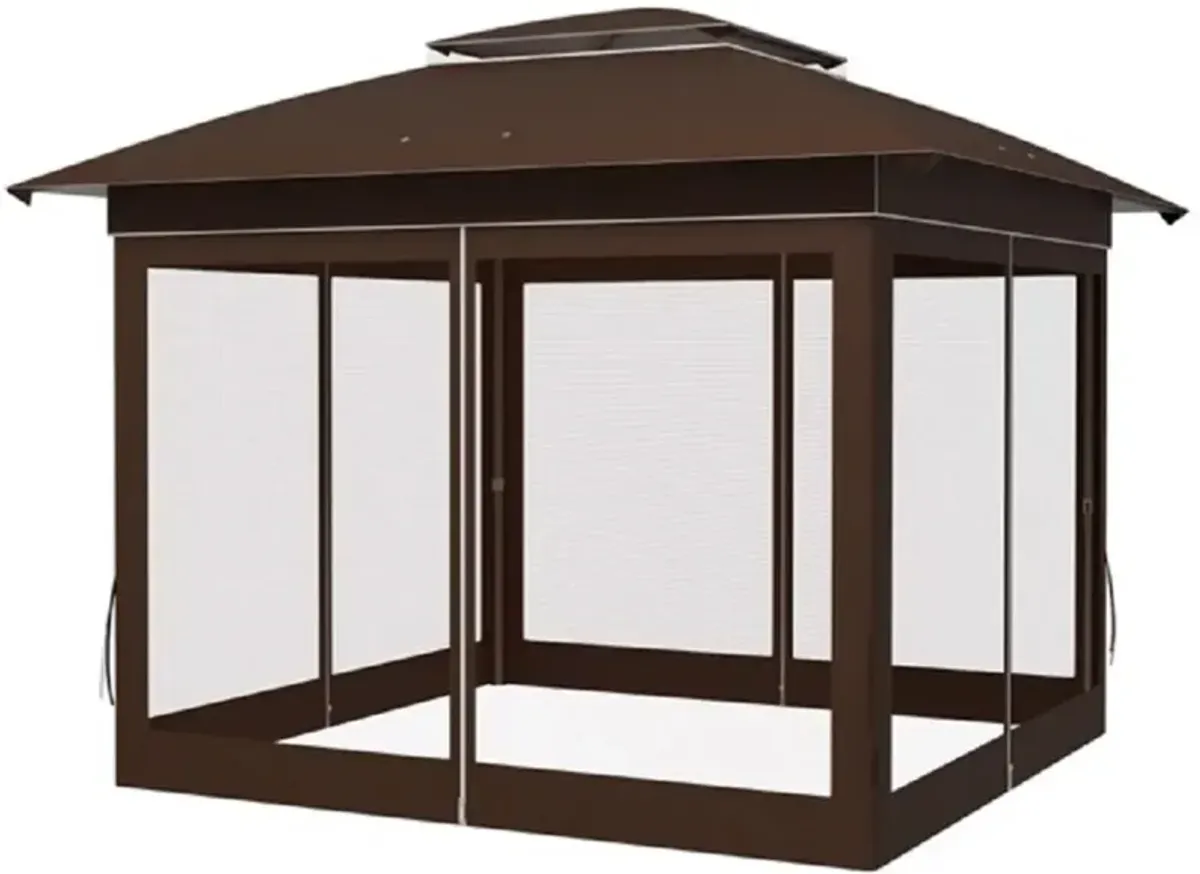 Commercial Pop-Up Event Tent with Mesh Netting Bug-Free Outdoor Shade Canopy