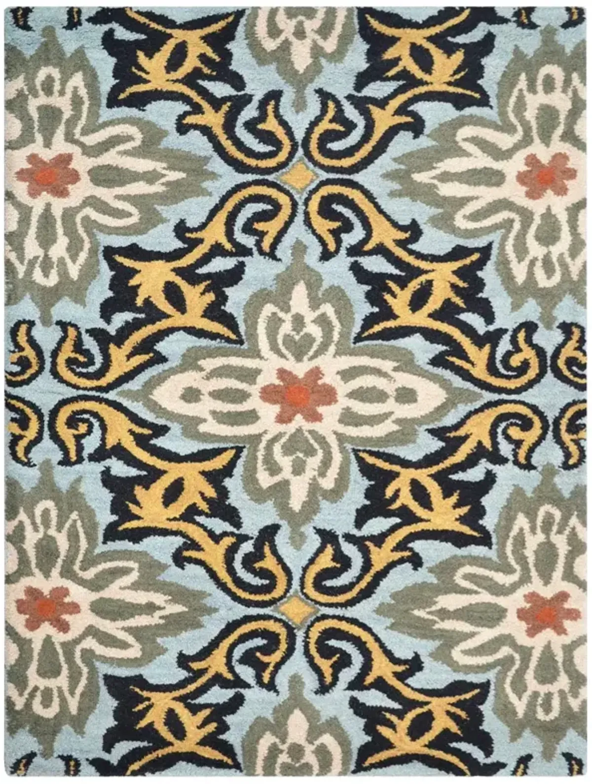 RUGSOTIC CARPETS HAND TUFTED WOOL ECO-FRIENDLY AREA RUGS  - 8'x10', Rectangle Shape, Blue, Floral Modern Design, High Pile Thick Handmade Anti Skid Area Rugs for Living Room, Bed Room (K00722)