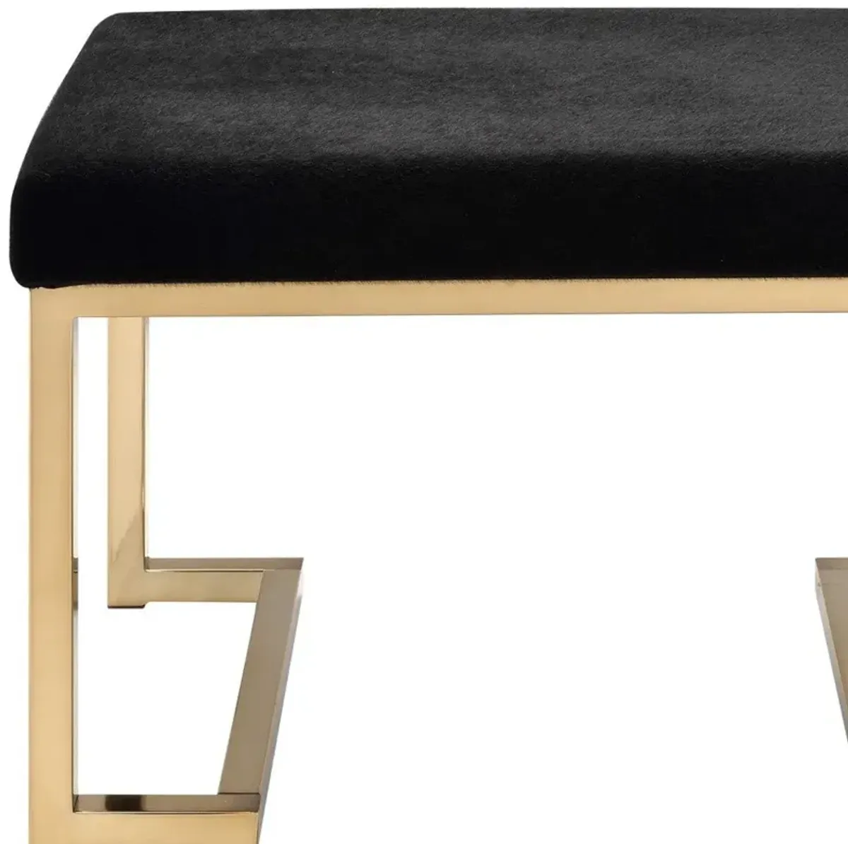 Hivvago 24" X 16" X 18" Black Fabric And Champagne Ottoman