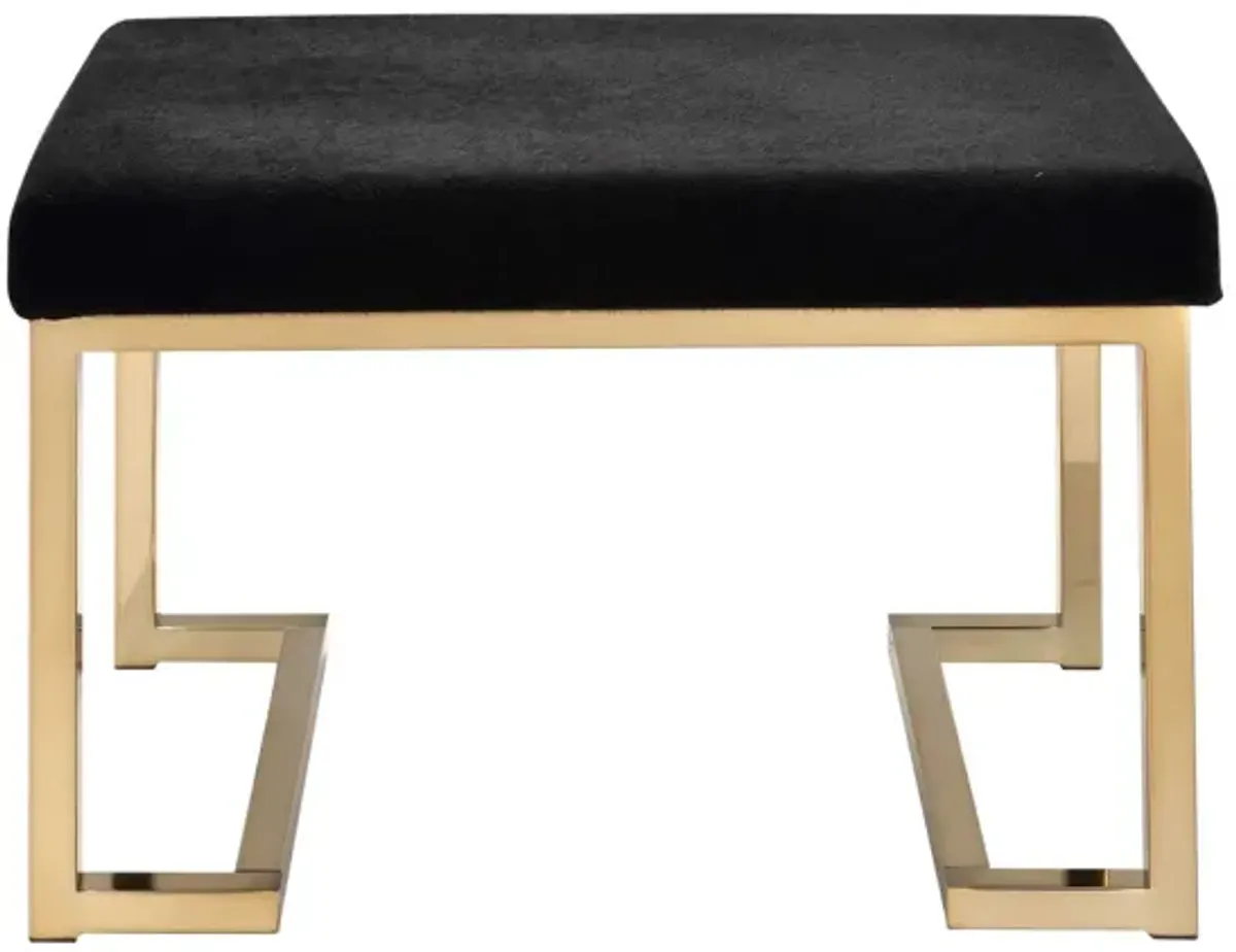 Hivvago 24" X 16" X 18" Black Fabric And Champagne Ottoman