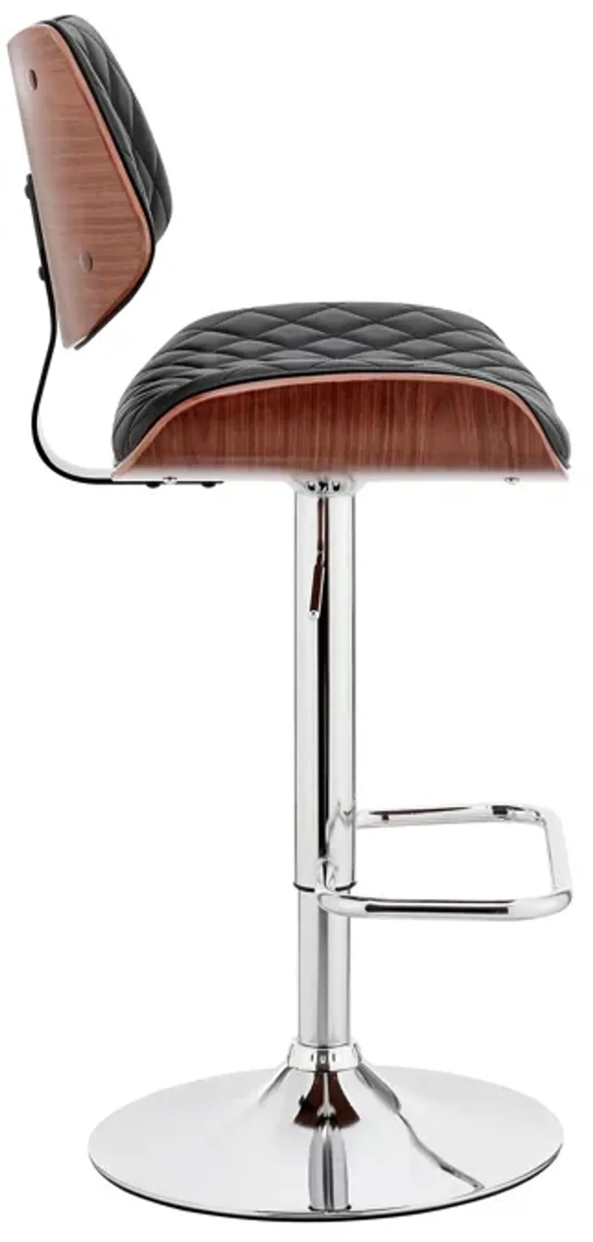 Leland Adjustable Gray Faux Leather and Chrome Finish Stool