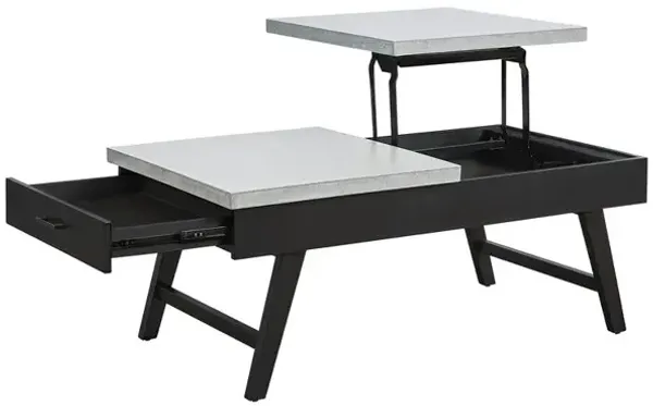 Lift-Top Cocktail Table, Concrete Gray/Black