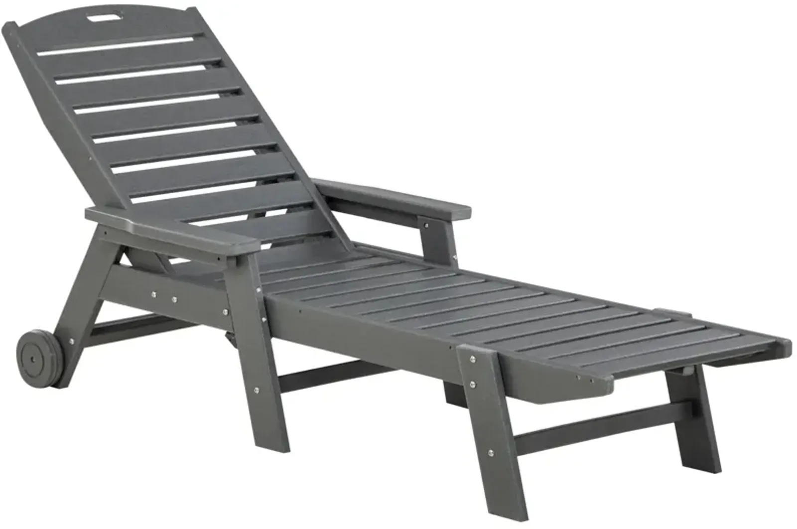 Light Gray Patio Recliner: Adjustable Chaise Lounge Chair with Wheels