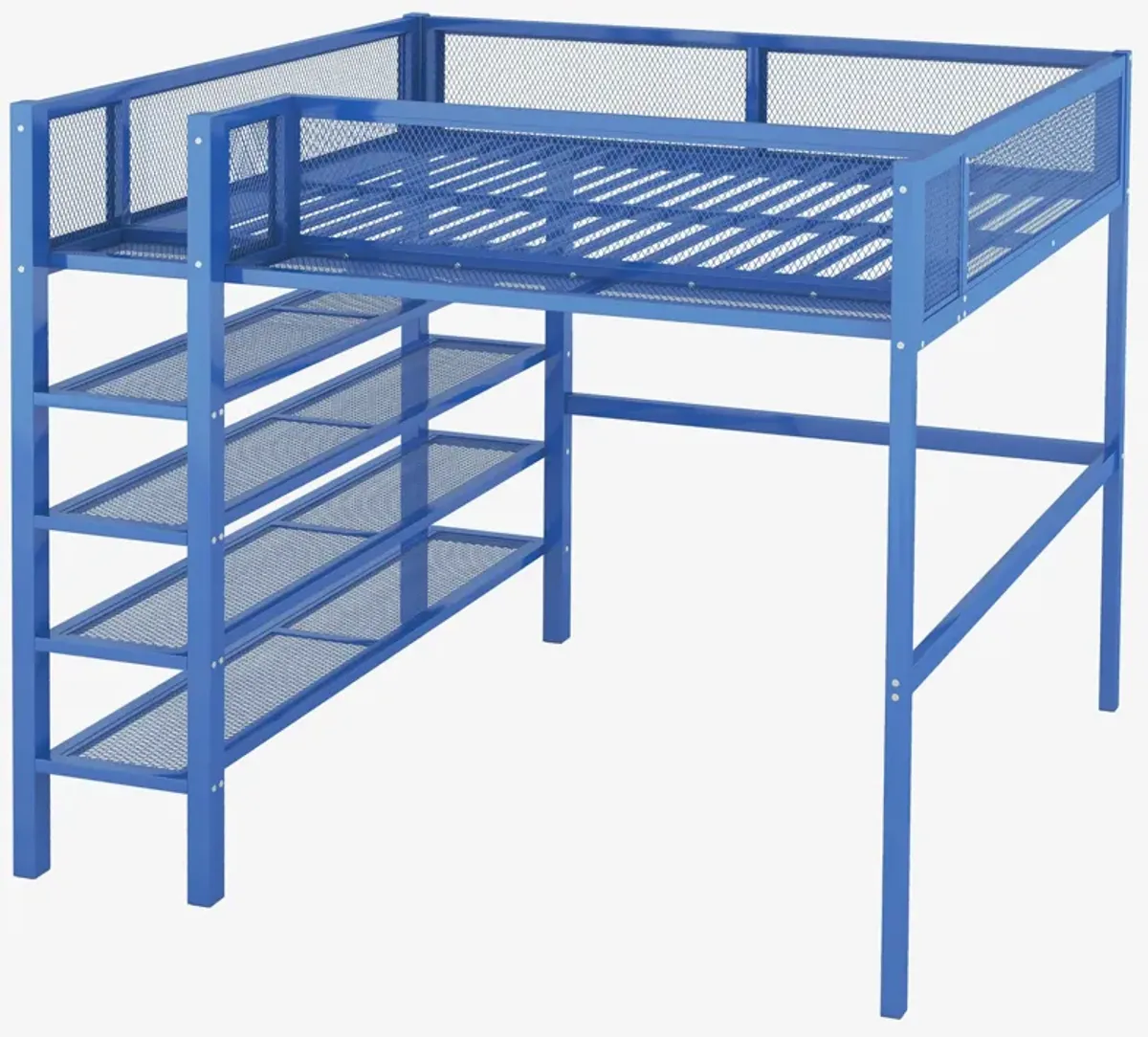 Merax Metal Loft Bed with Storage Shelves