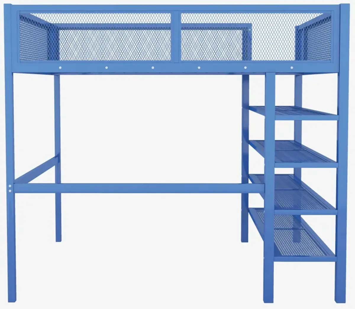 Merax Metal Loft Bed with Storage Shelves