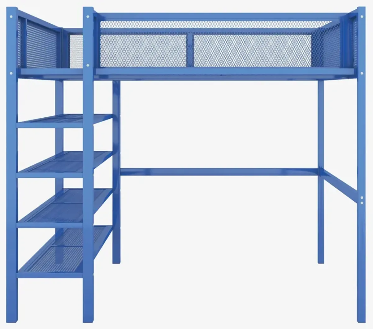 Merax Metal Loft Bed with Storage Shelves