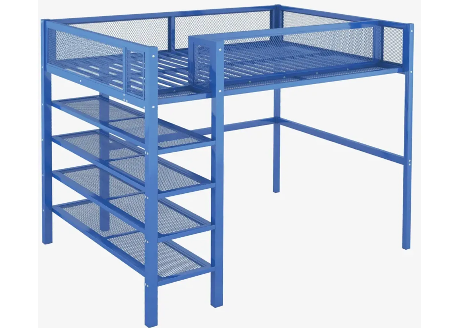 Merax Metal Loft Bed with Storage Shelves