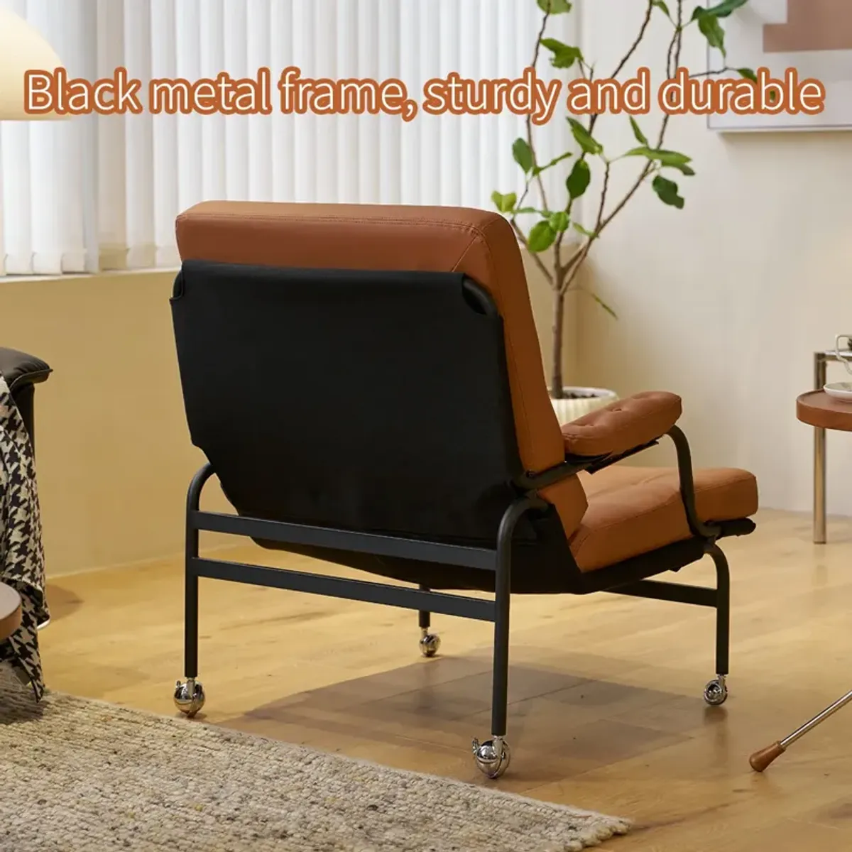 Modern Brown Bonded Leather Armchair