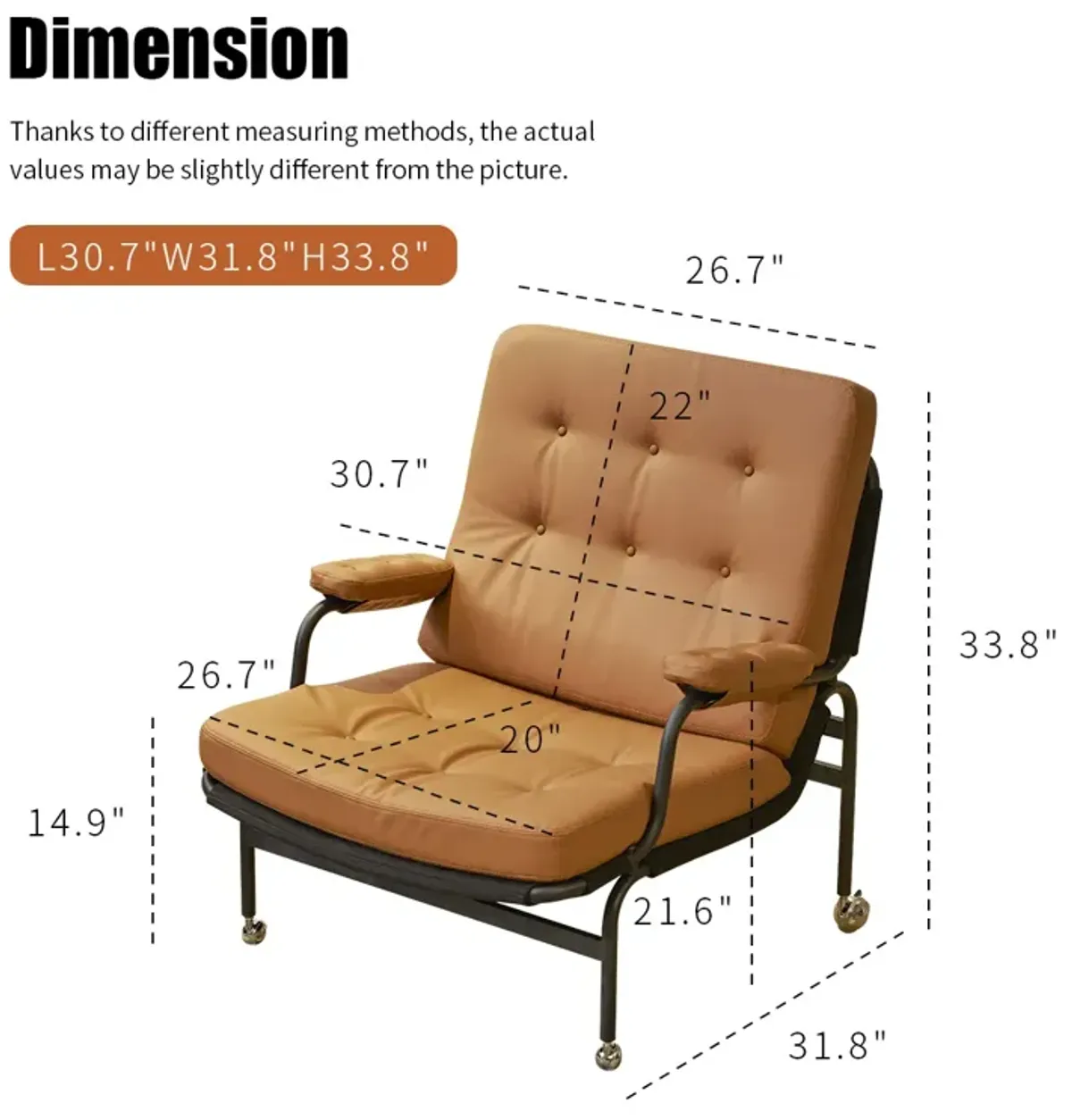 Modern Brown Bonded Leather Armchair