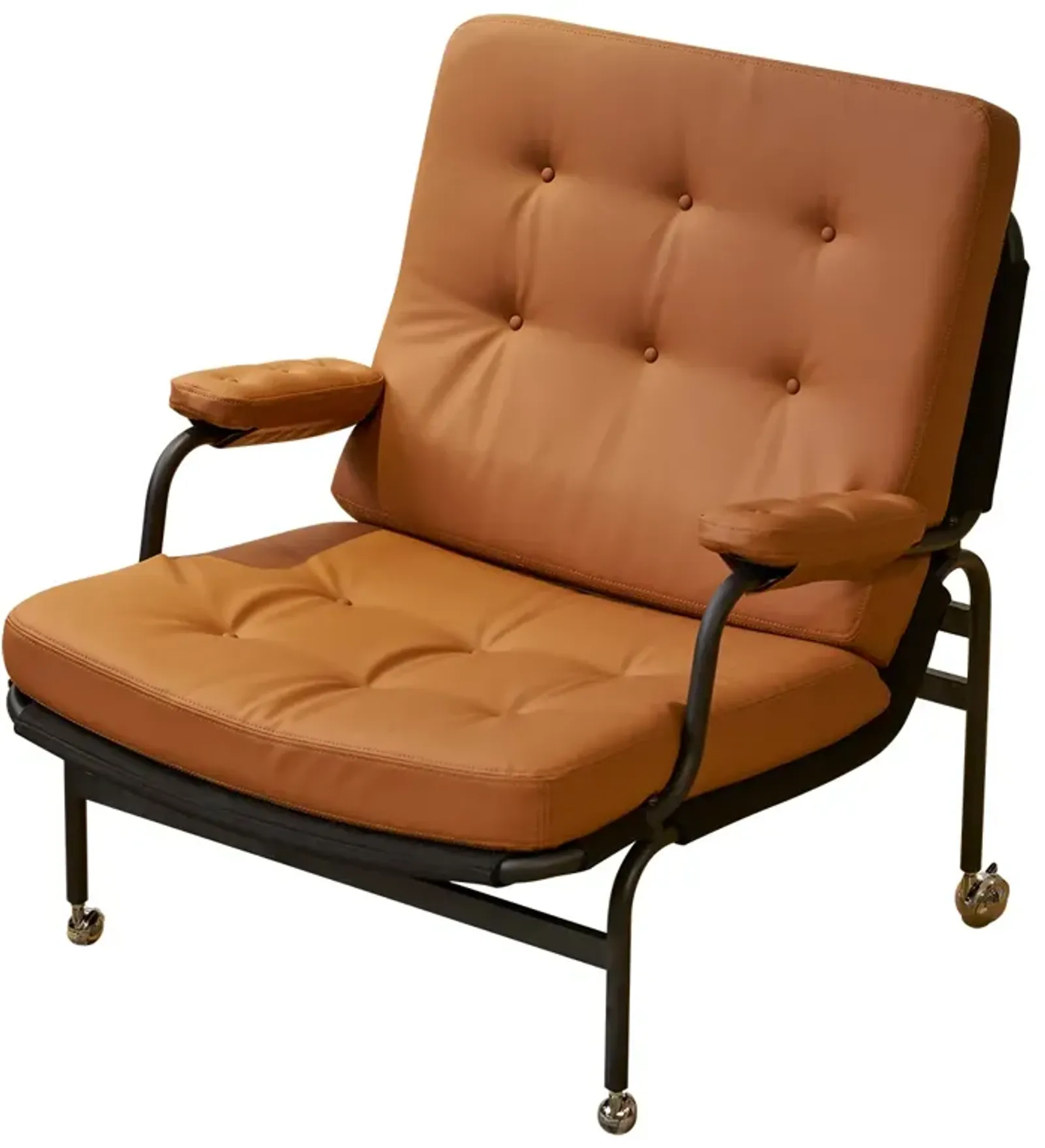 Modern Brown Bonded Leather Armchair