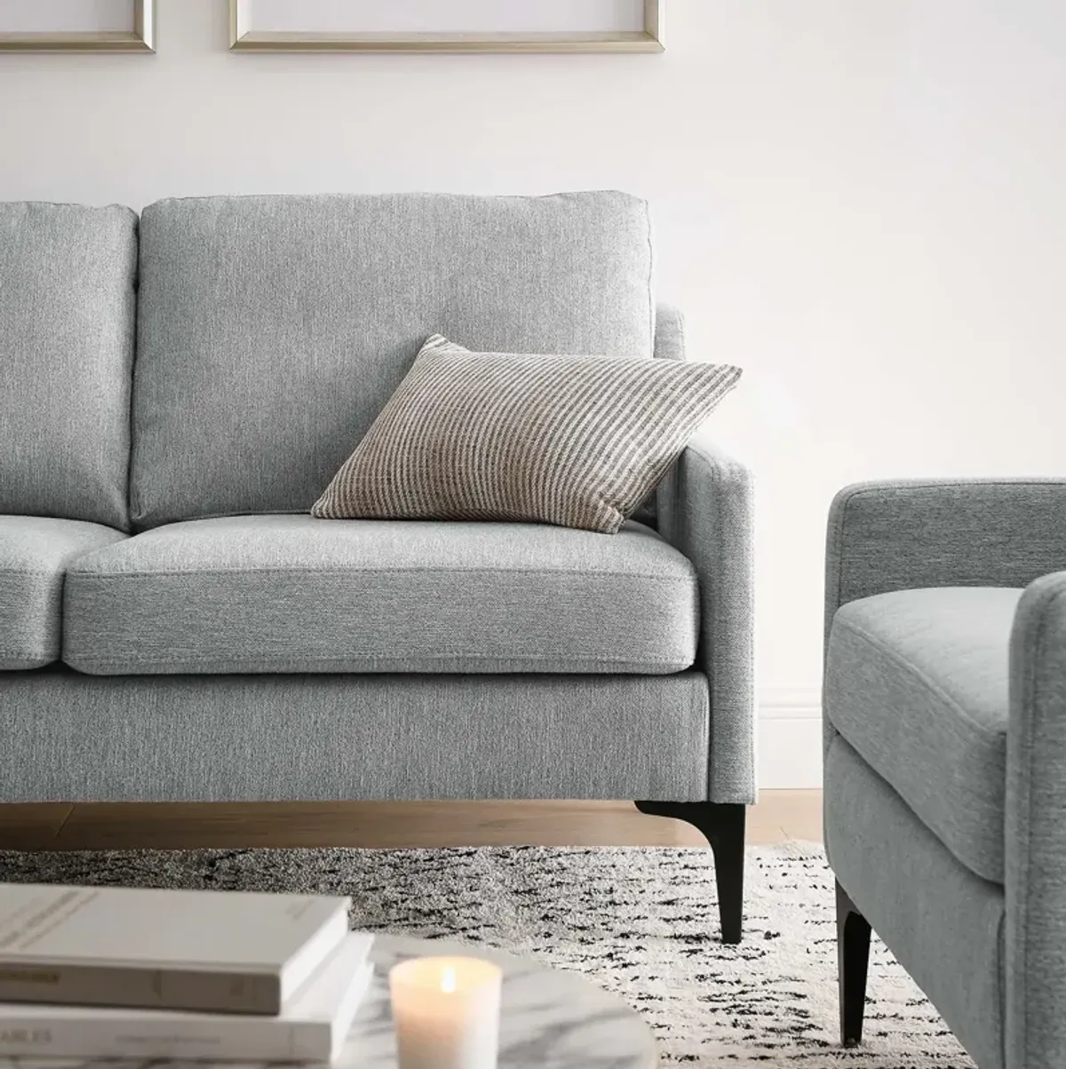 Corland Upholstered Fabric Loveseat Gray