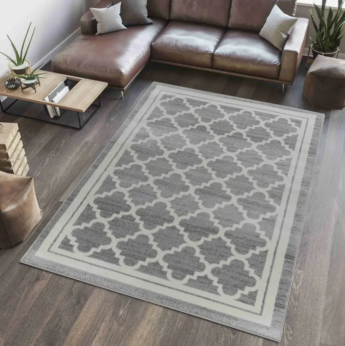 Sakarya Modern Moroccan Grey Beige Indoor Area Rug