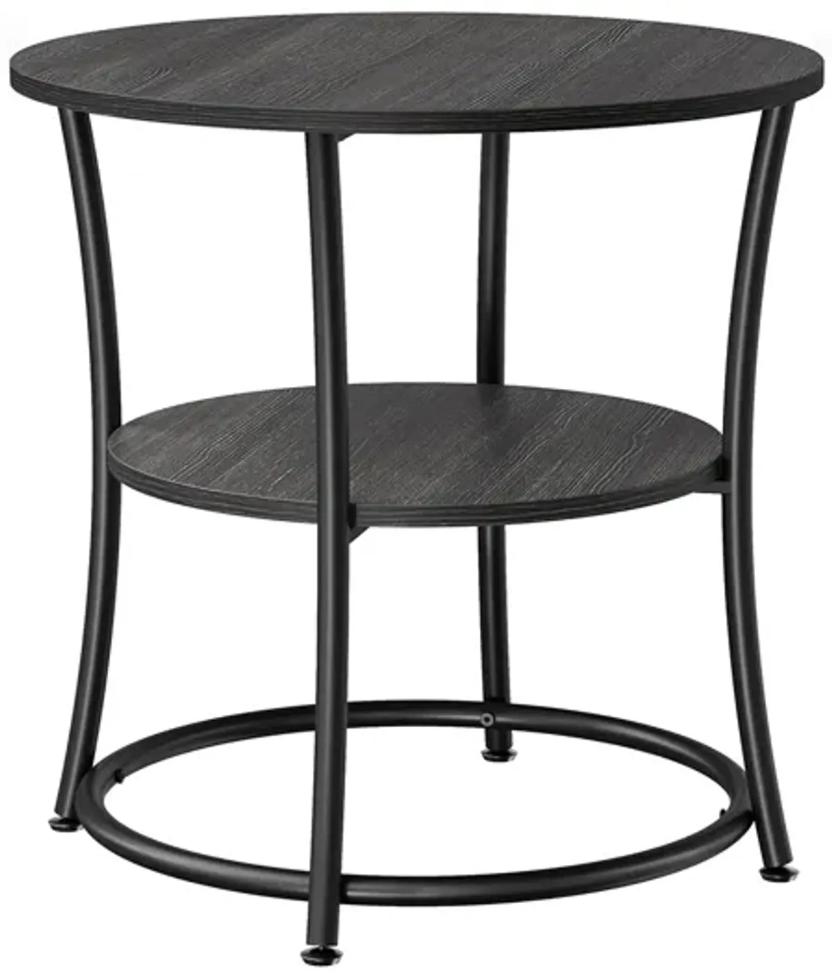 Round Side Table with 2 Shelves – Metal End Table for Living Room and Bedroom