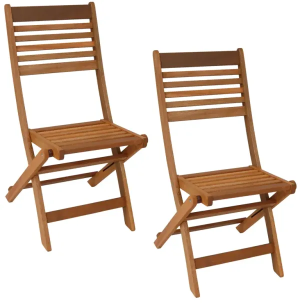 Sunnydaze Meranti Wood Folding Patio Dining Chair - Set of 2