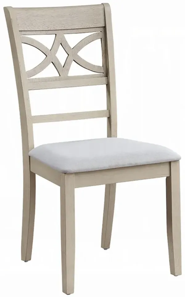 Feri Side Dining Chair Set of 2, Designer Bone White, Beige Linen - Benzara