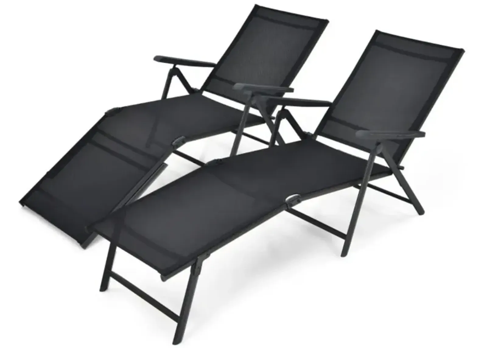 Hivvago 2 Pieces Foldable Chaise Lounge Chair with 2-Position Footrest