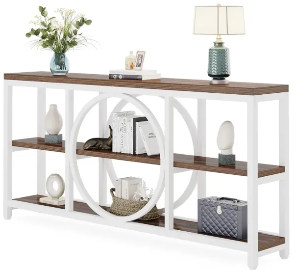 Extra Long Console Table, 70.9 inch Narrow Sofa Tables with 3 Tier Wood Storage Shelves Industrial Metal Frame for Entryway Hallway Living Room Behind Couch,For Store Display