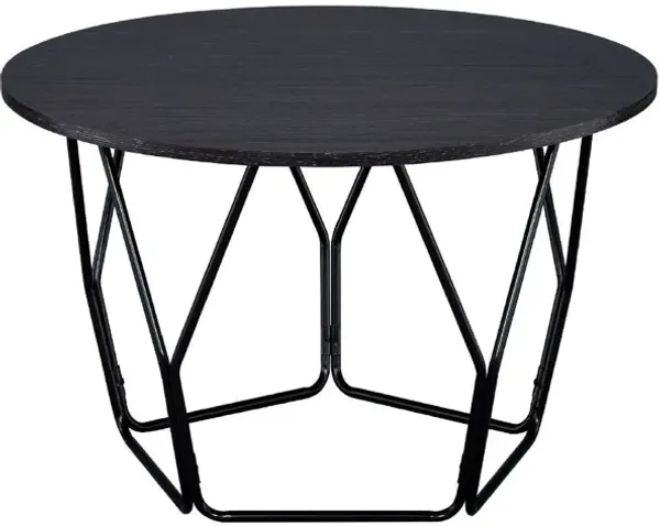 Hivvago 32" Black Metal and Dark Brown  Veneer Geo Base Coffee Table