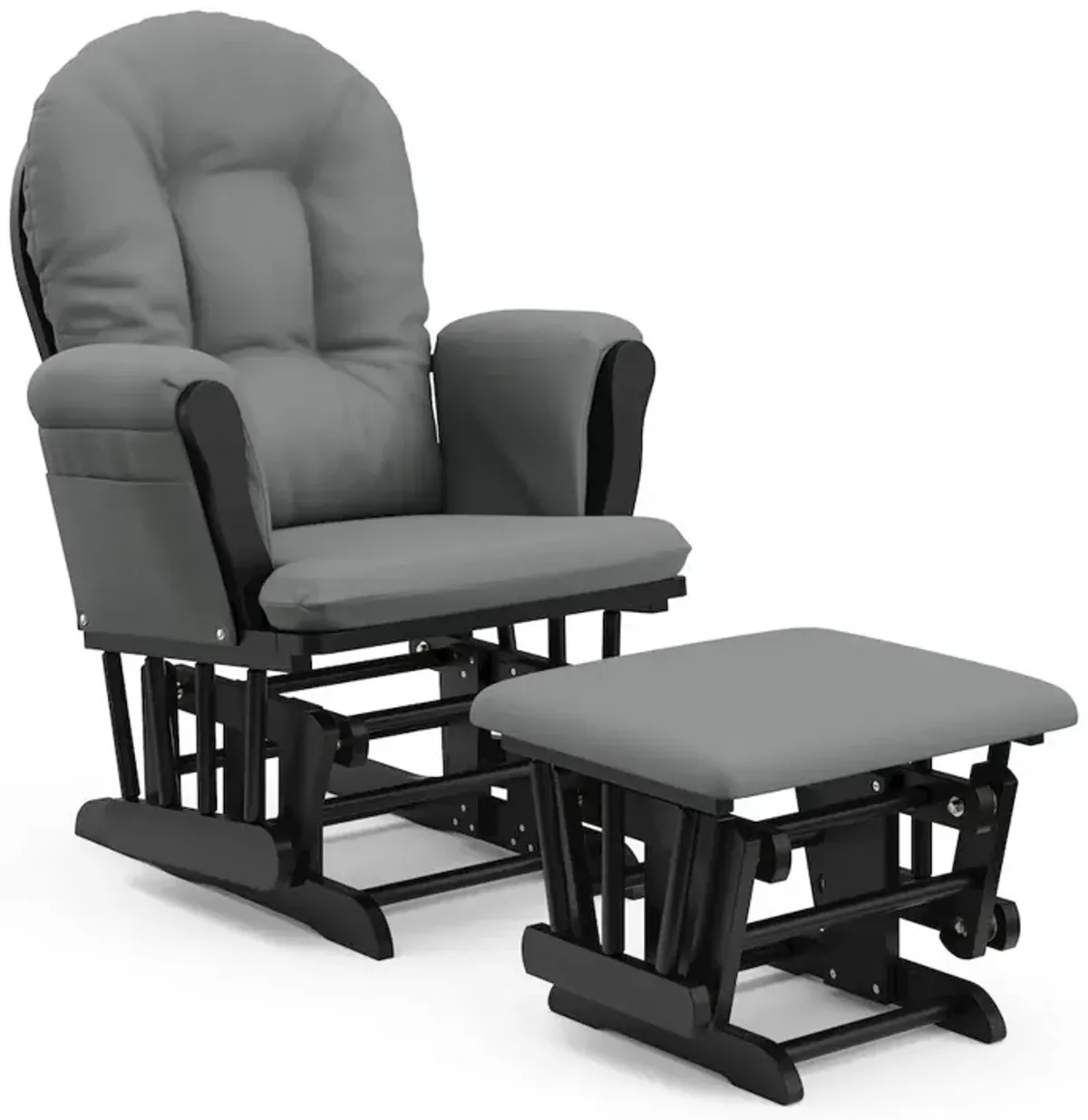 Storkcraft Hoop Glider and Ottoman - Black with Gray