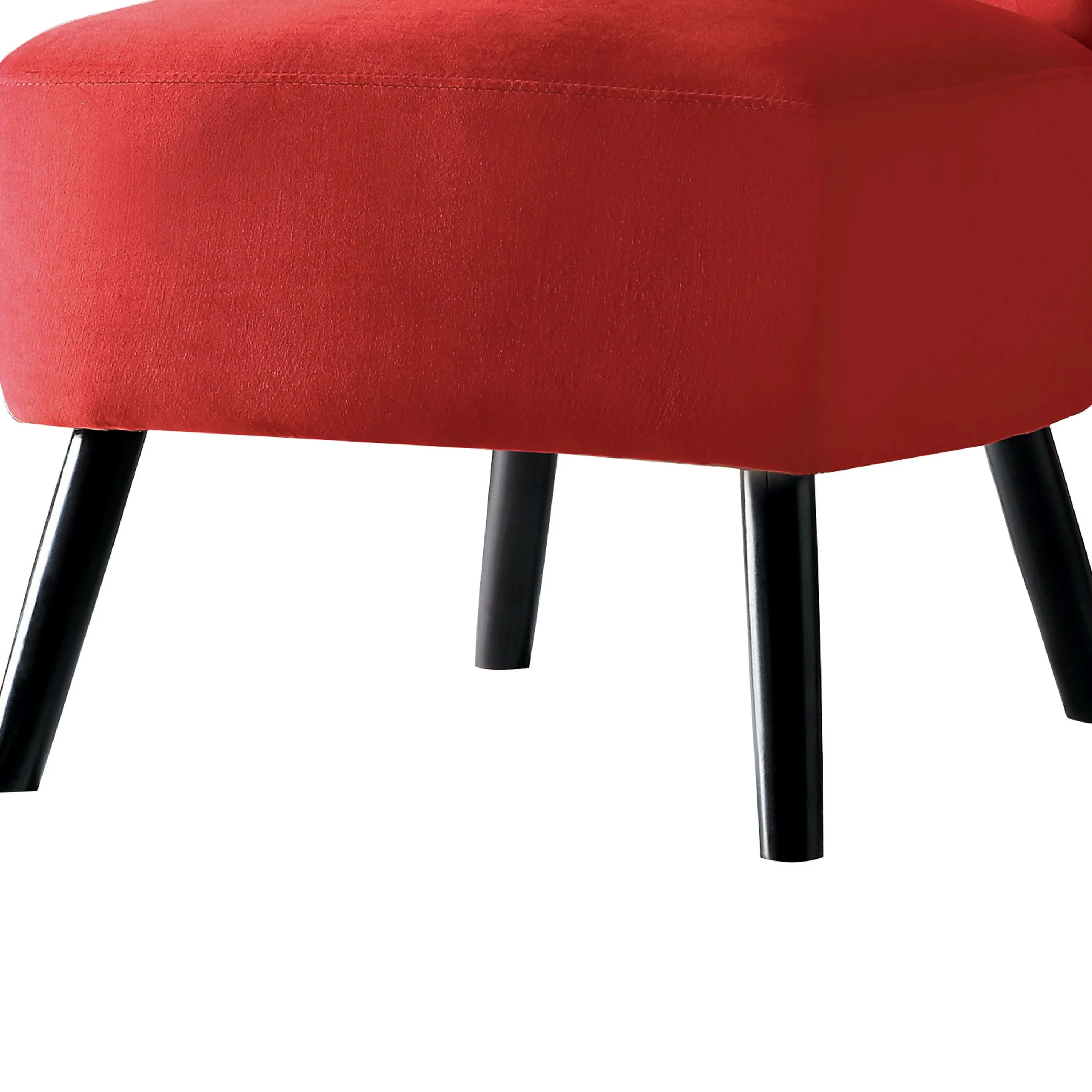 Upholstered Armless Accent Chair with Flared Back and Button Tufting, Red-Benzara