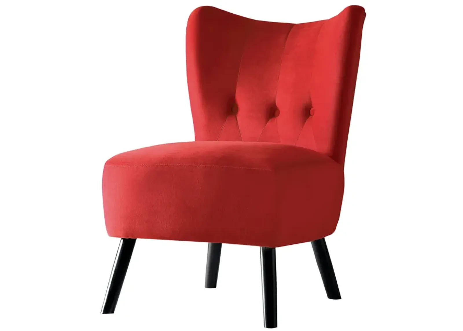 Upholstered Armless Accent Chair with Flared Back and Button Tufting, Red-Benzara