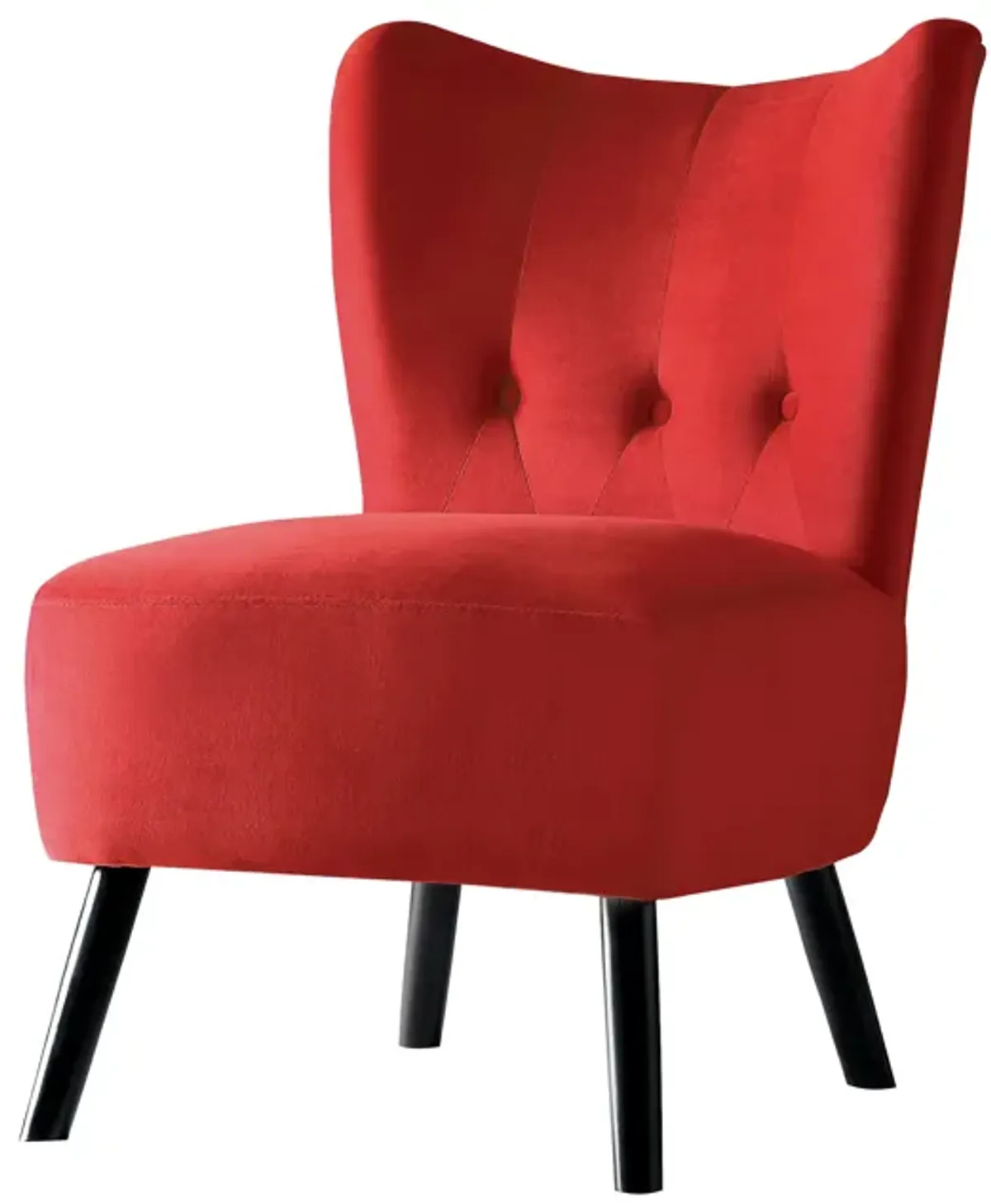 Upholstered Armless Accent Chair with Flared Back and Button Tufting, Red-Benzara