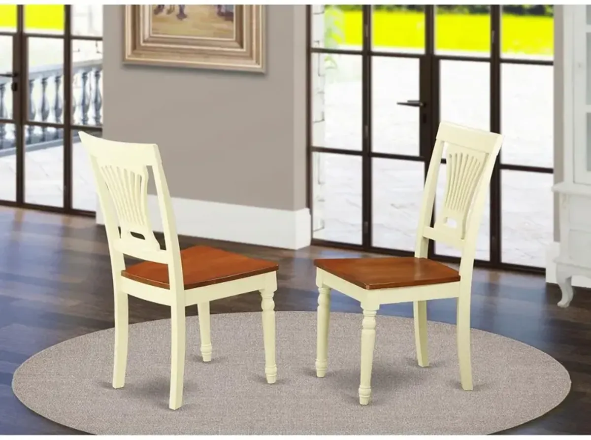 East West Furniture Plainville  Kitchen  dining  Chair  Wood  Seat  -  Buttermilk  and  Cherry  Finish,  Set  of  2