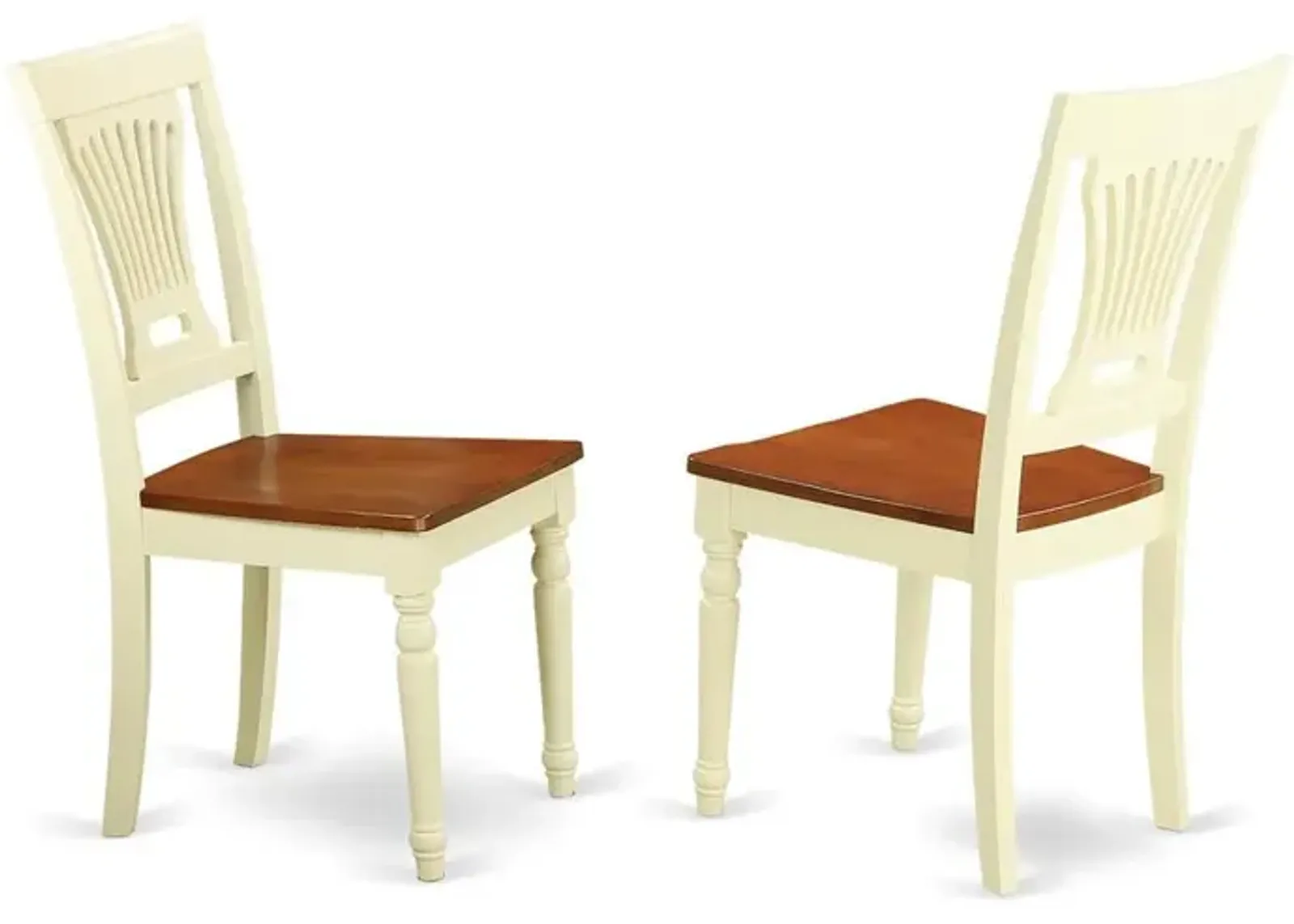 East West Furniture Plainville  Kitchen  dining  Chair  Wood  Seat  -  Buttermilk  and  Cherry  Finish,  Set  of  2