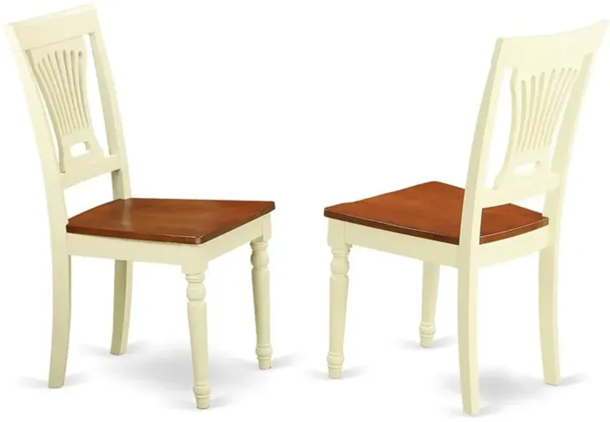 East West Furniture Plainville  Kitchen  dining  Chair  Wood  Seat  -  Buttermilk  and  Cherry  Finish,  Set  of  2