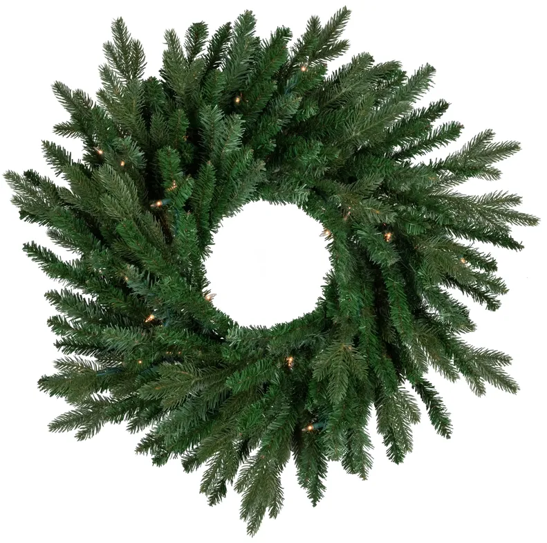 Pre-Lit Grande Spruce Artificial Christmas Wreath  24-Inch  Clear Lights