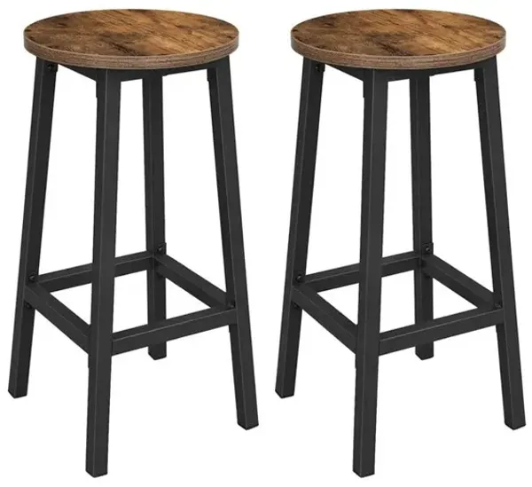 Hivvago Set of 2 Industrial Round Bar Stool Chairs
