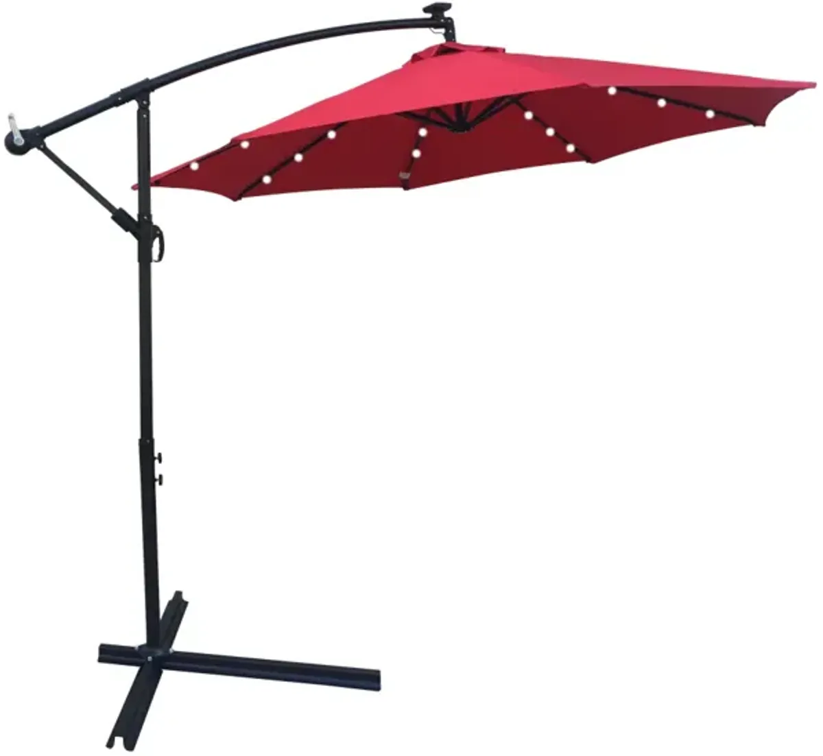 10 FT Outdoor Patio Umbrella Solar Powered LED Lighted 8 Ribs Umbrella With Crank