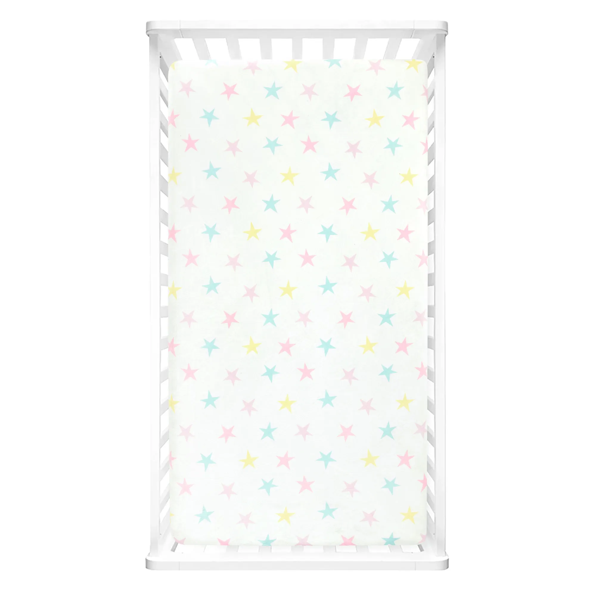 Rainbow Allover Stars Soft & Plush Fitted Crib Sheet Multi Single 28X52X9