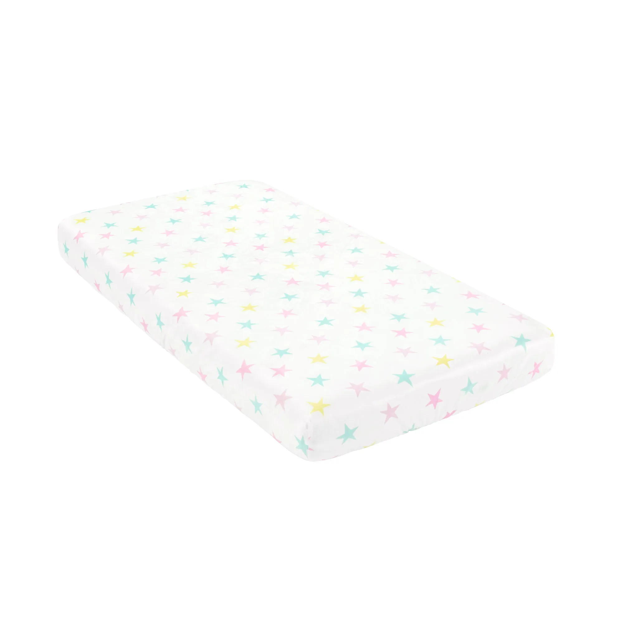 Rainbow Allover Stars Soft & Plush Fitted Crib Sheet Multi Single 28X52X9