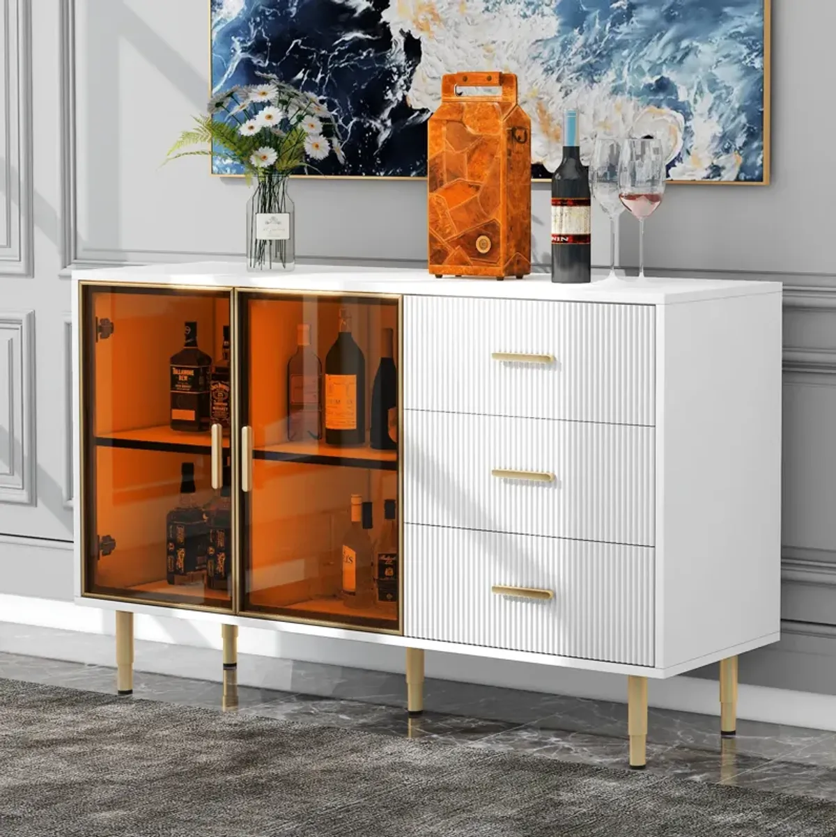 Merax Modern Sideboard MDF Buffet Storage Cabinet